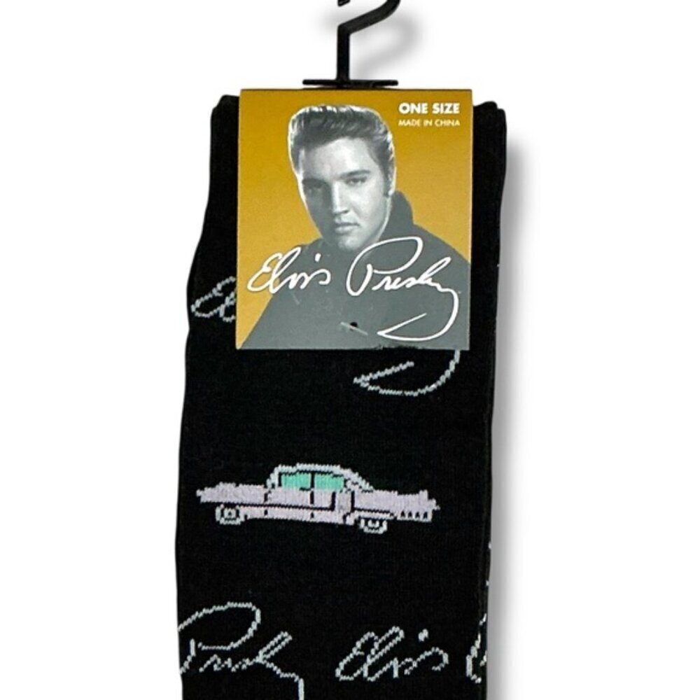 Elvis Presley Socks Pink Cadillac Novelty Casual Dress Crew Mid Calf One Size - Picture 8 of 16